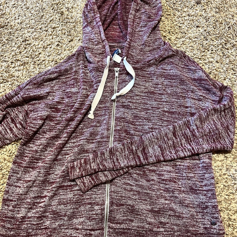 American Eagle Outfitters Marled Burgundy Zip Hoodie